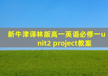 新牛津译林版高一英语必修一unit2 project教案